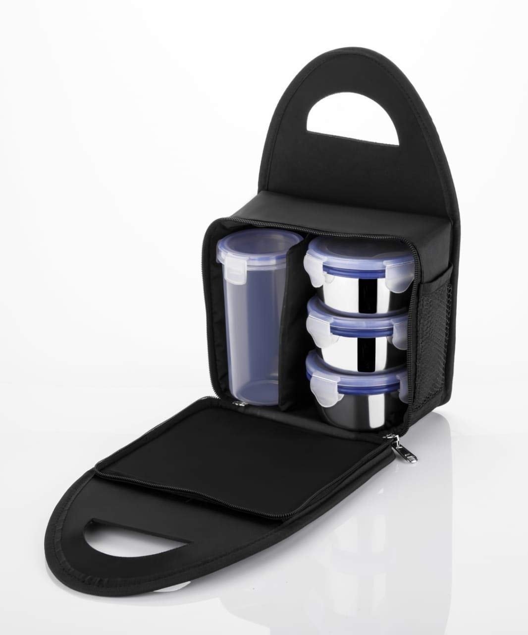 2201 Compact Stainless Steel Airtight Lunch Box Set - 4 pcs (3 Leakproof Containers and 1 Bottle) - SkyShopy 2201 Compact Stainless Steel Airtight Lunch Box Set - 4 pcs (3 Leakproof Containers and 1 Bottle) - SkyShopy